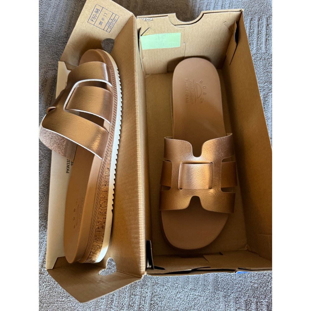 BOBS Skechers Desert Kiss Low Peak Look Rose Gold Metallic Slide Sandals 8.5
New